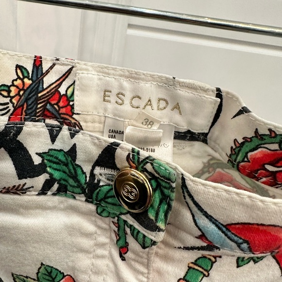 RARE ESCADA TATTOO PRINT PANTS PINUP Y2K EARLY 2000s 38 6/8 EUC VTG - Picture 2 of 9